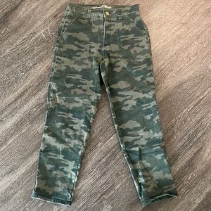 Green Camo Straight Leg Cargo Pant